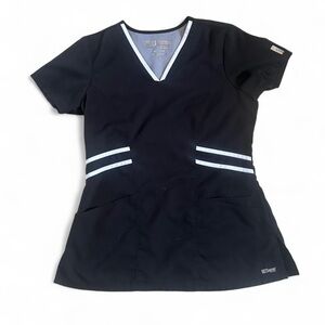 Grey's Anatomy Black and White Scrub Top